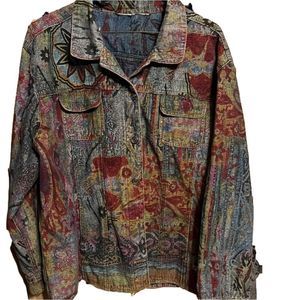 𝅺Vintage Womens Jean jacket. 4 pockets. Embellished